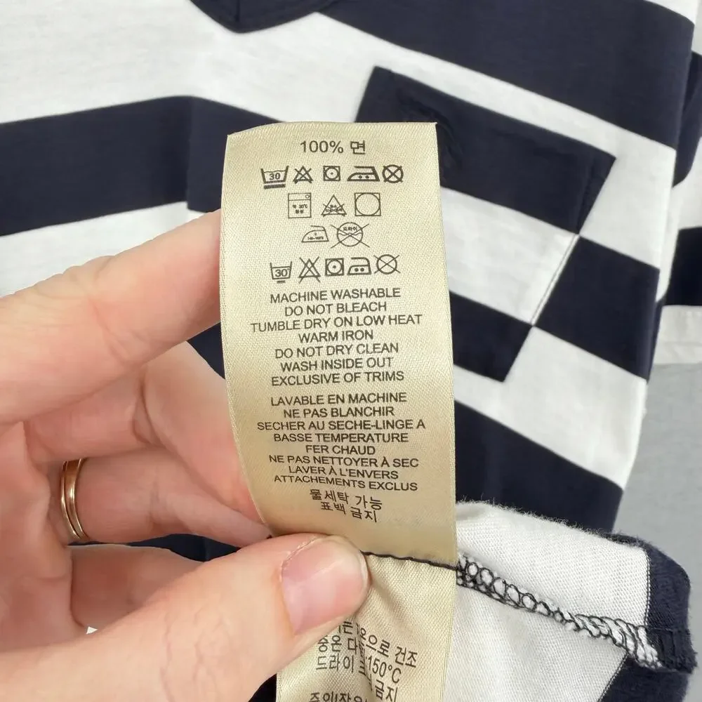 Burberry Brit NWT Navy & White Cotton Striped Pocket V-neck Casual Tee Shirt - Picture 10 of 11